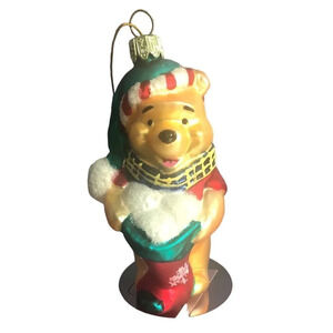 Vintage 2002 DISNEY "Winnie the Pooh" Handcrafted Glass Christmas Xmas Ornament